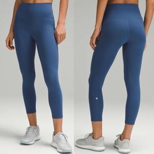 Lululemon 25” Wunder Train High Rise Leggings with Pockets Pitch Blue